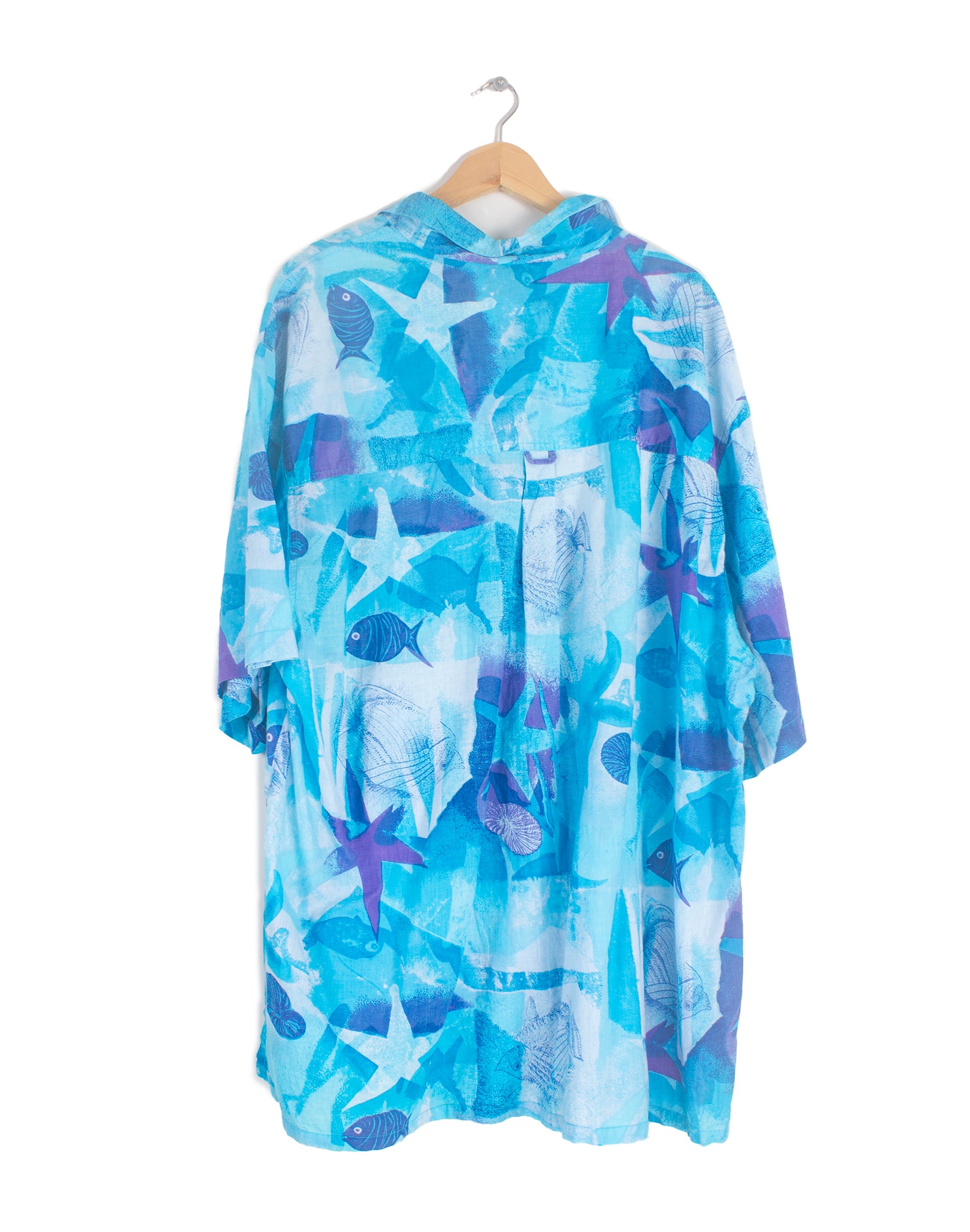 Vintage 90's Blue Abstract Floaty Long Shirt - Size XXL