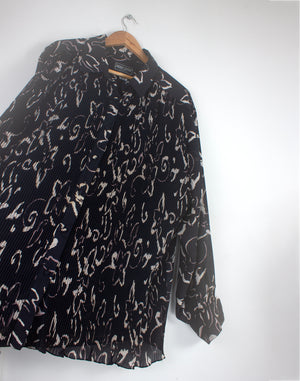 Vintage 80's Pyr Gynt Black Pleated Swing Shirt - Size XL / XXL