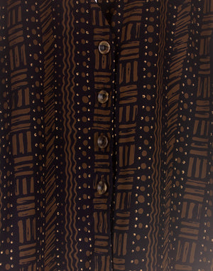 Vintage 80's Black & Brown Crop Blouse - Size S / M