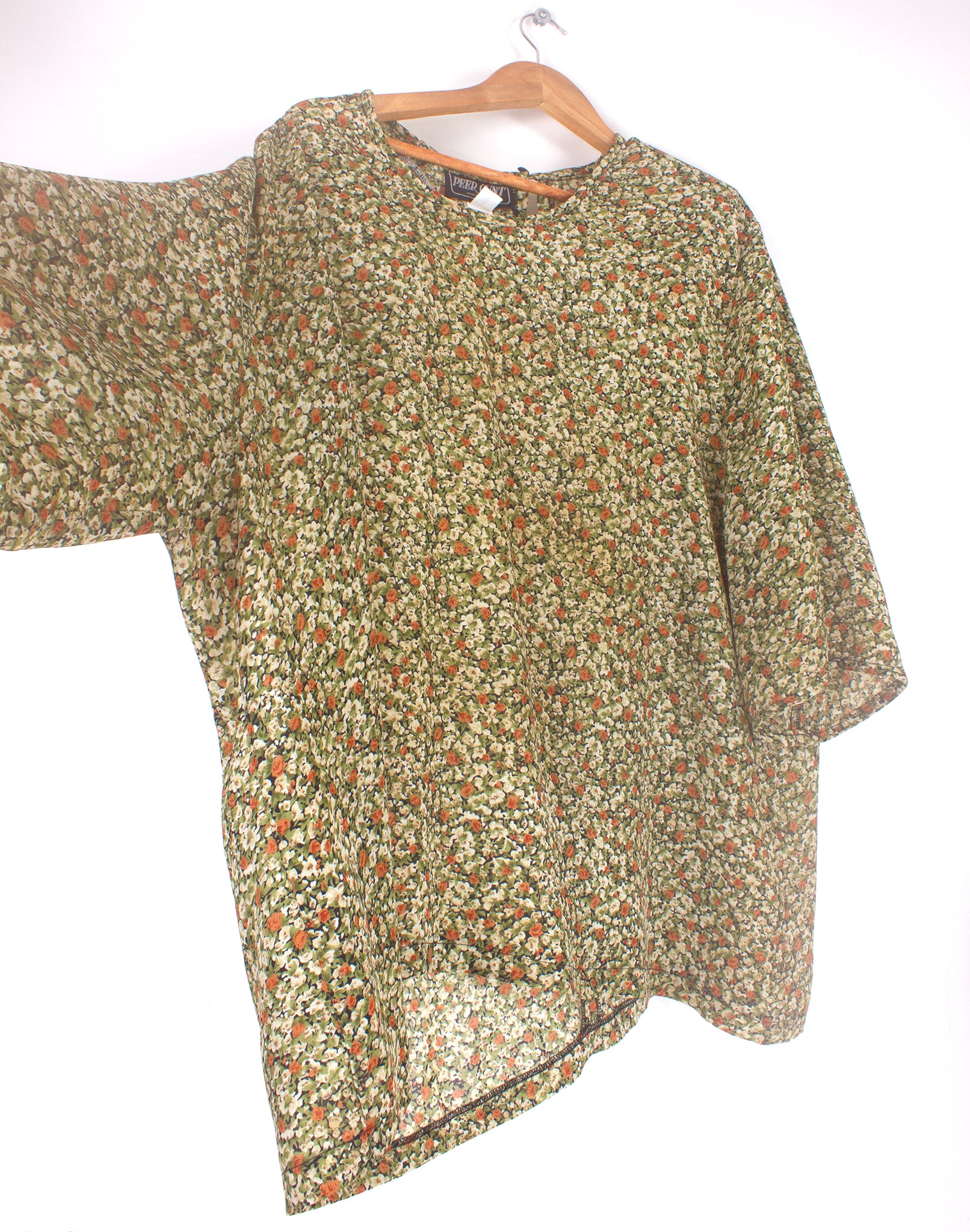 Vintage 80's Pyr Gynt Brown Green Floral Top - Size XL / XXL