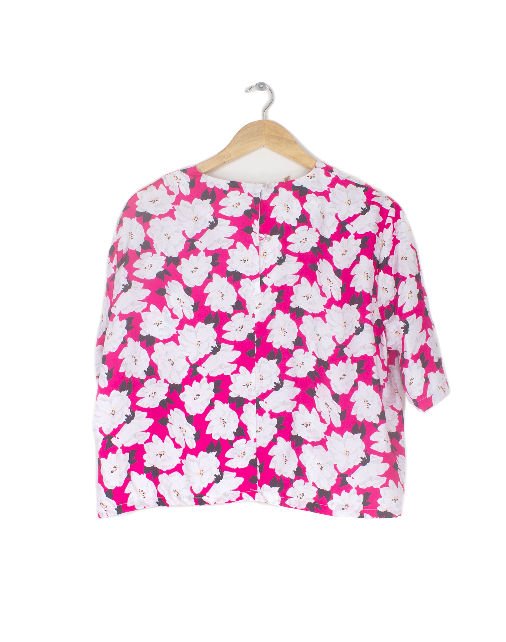 Vintage 80's Pink Floral Crop Blouse - Size S / M