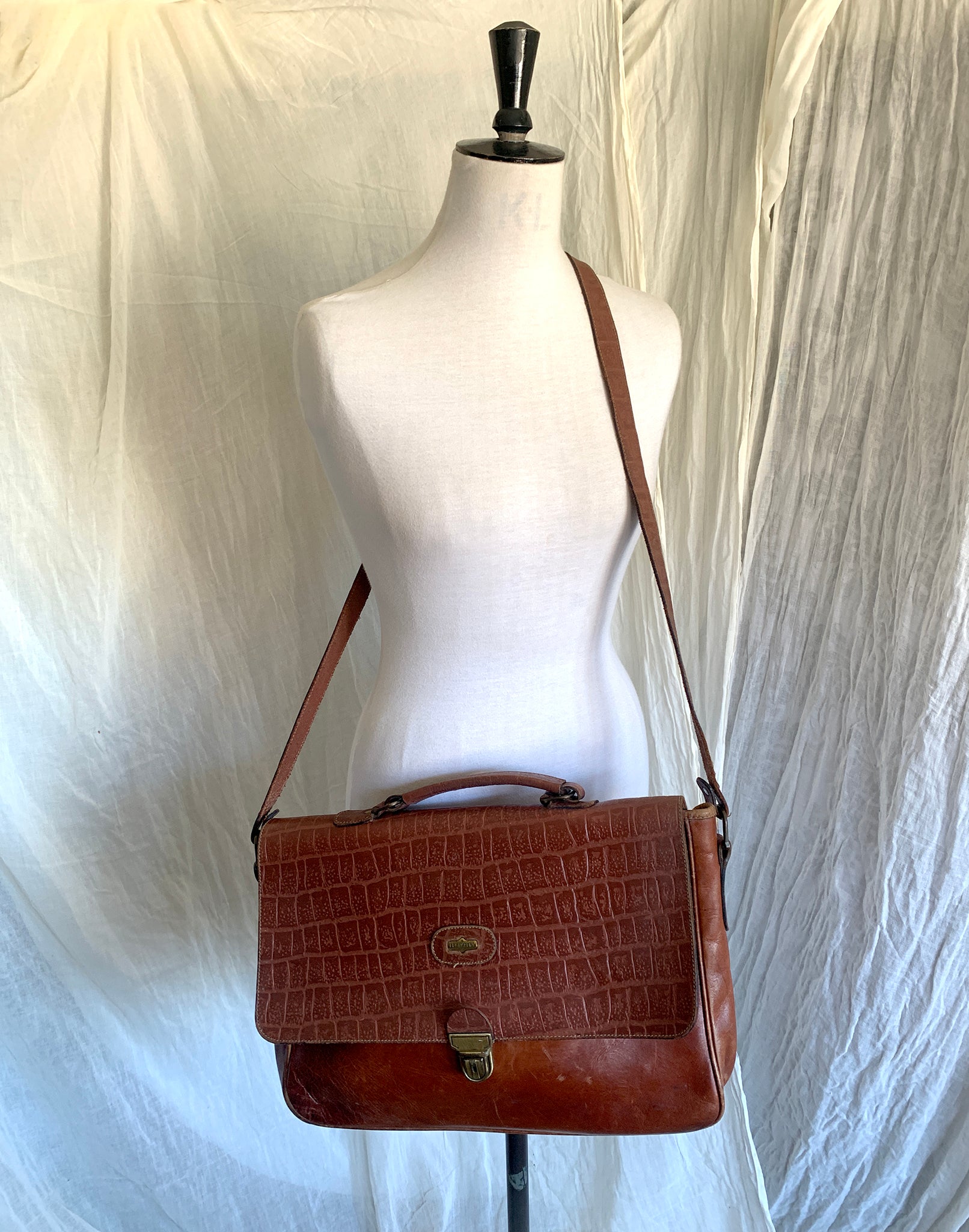 Vintage 80s Brown El Campero Leather Satchel Bag