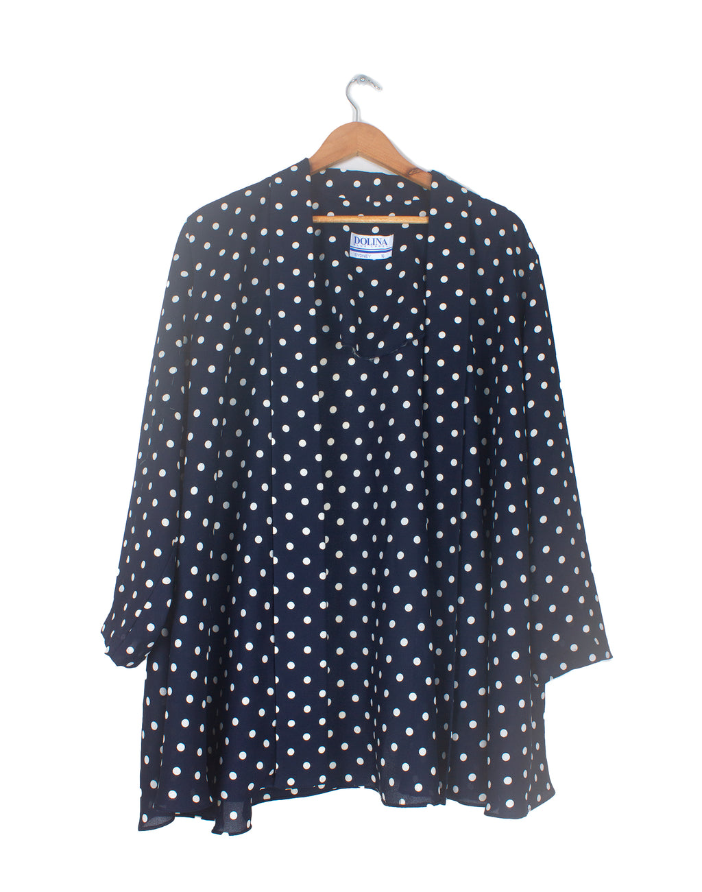 Vintage 80's Dolina Black & White Polka Shirt Jacket - Size L / XL