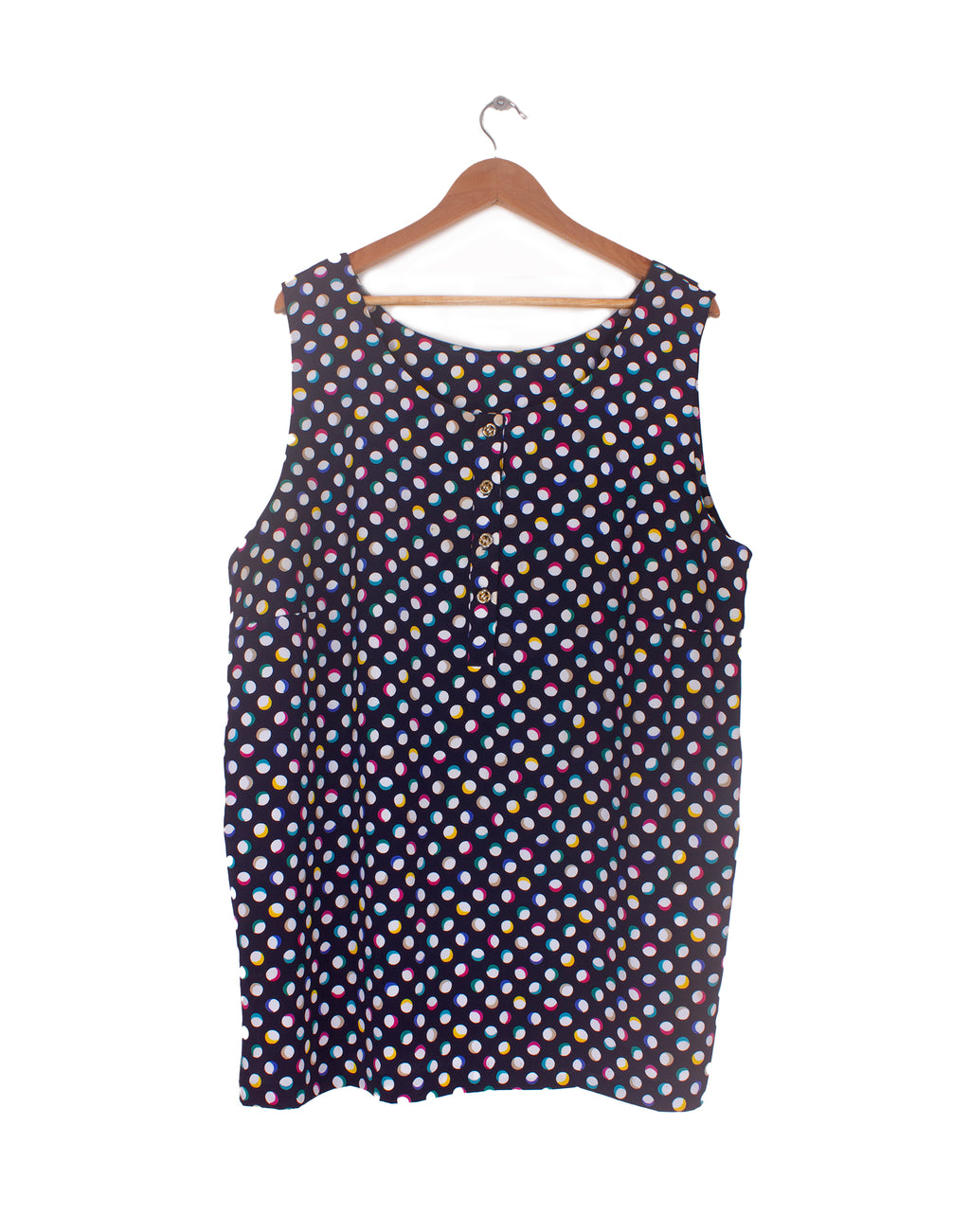 Vintage 80's Clothing Co Navy Polka Singlet Blouse - Size XL / XXL