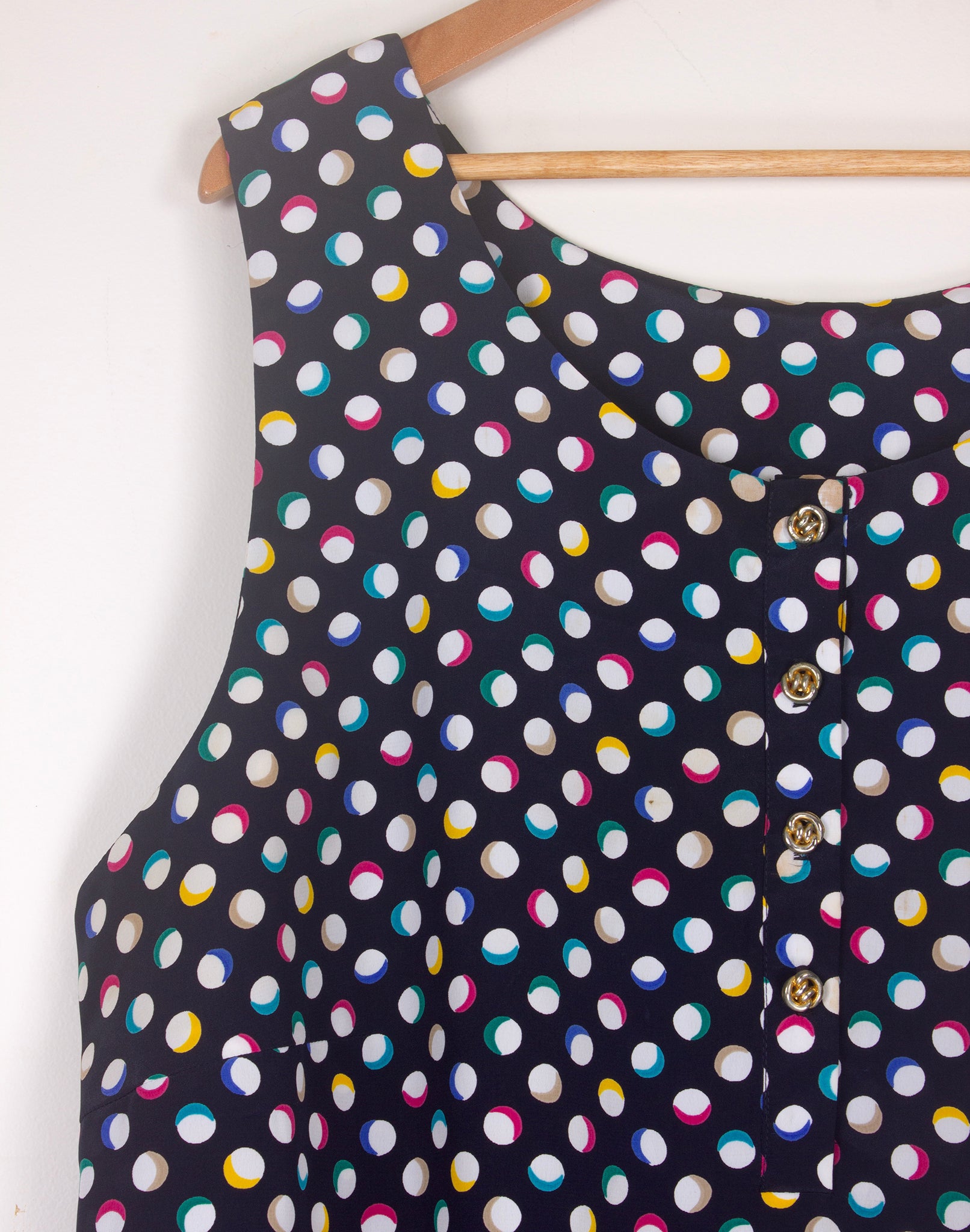Vintage 80's Clothing Co Navy Polka Singlet Blouse - Size XL / XXL