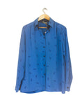 Vintage 80's Blue and Black Squiggle Long Sleeve Shirt - Size S