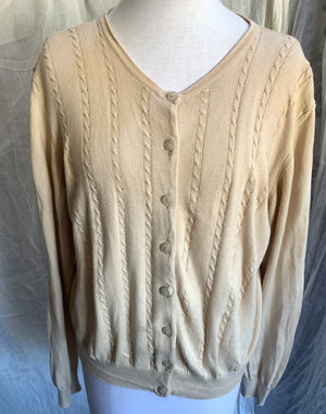 Vintage 90's Cream Cotton Cardigan - Size M L