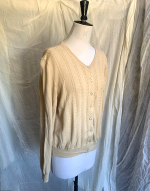 Vintage 90's Cream Cotton Cardigan - Size M L