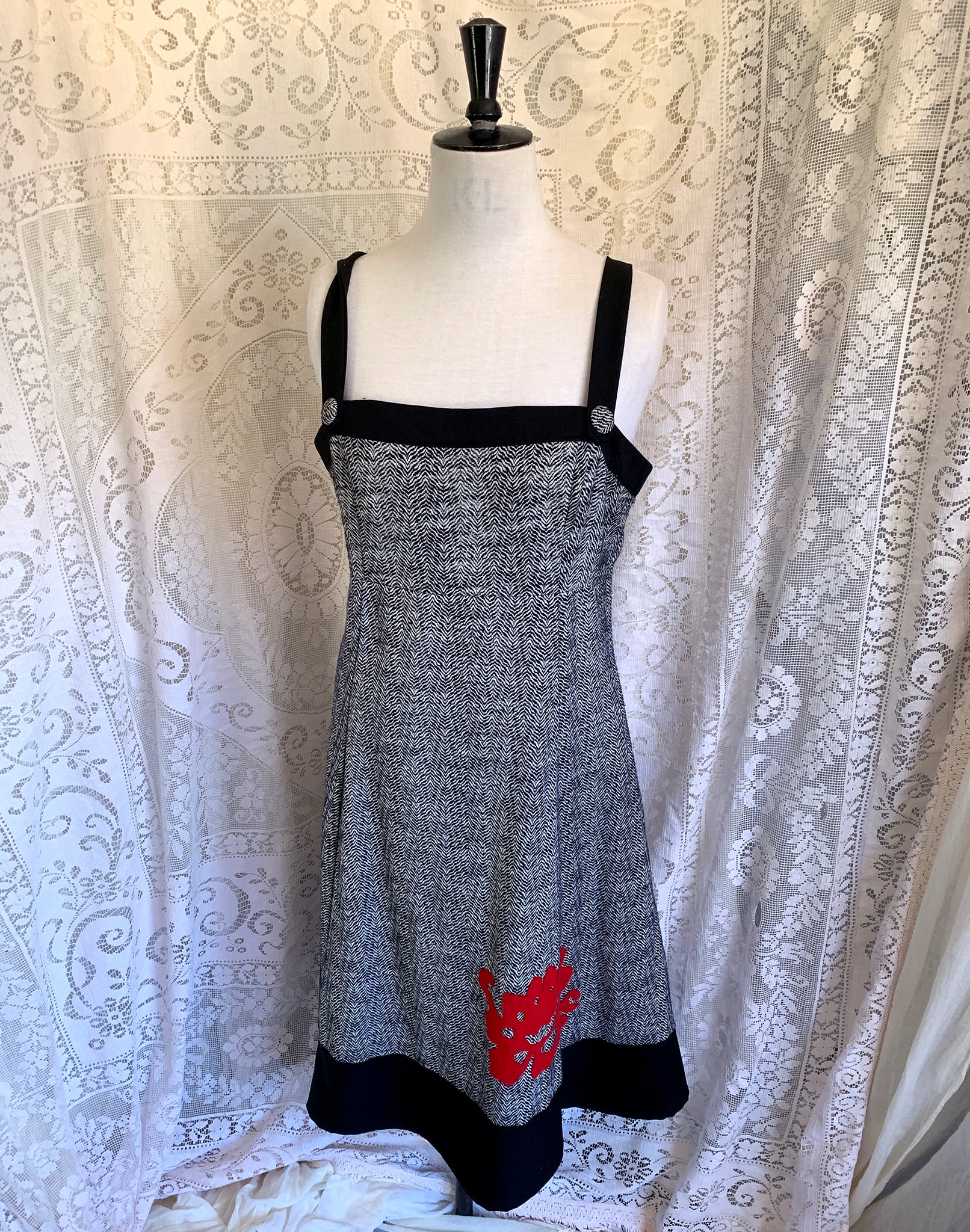 Yoshi Jones Black Wool Pinafore Dress - Size M