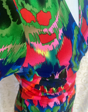 Vintage Y2K Diane Von Furstenberg Bright Floral Wrap Dress - Size S/M