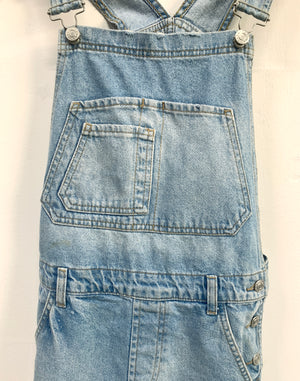 Topshop Pale Denim Short Dungarees