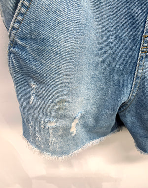 Topshop Pale Denim Short Dungarees