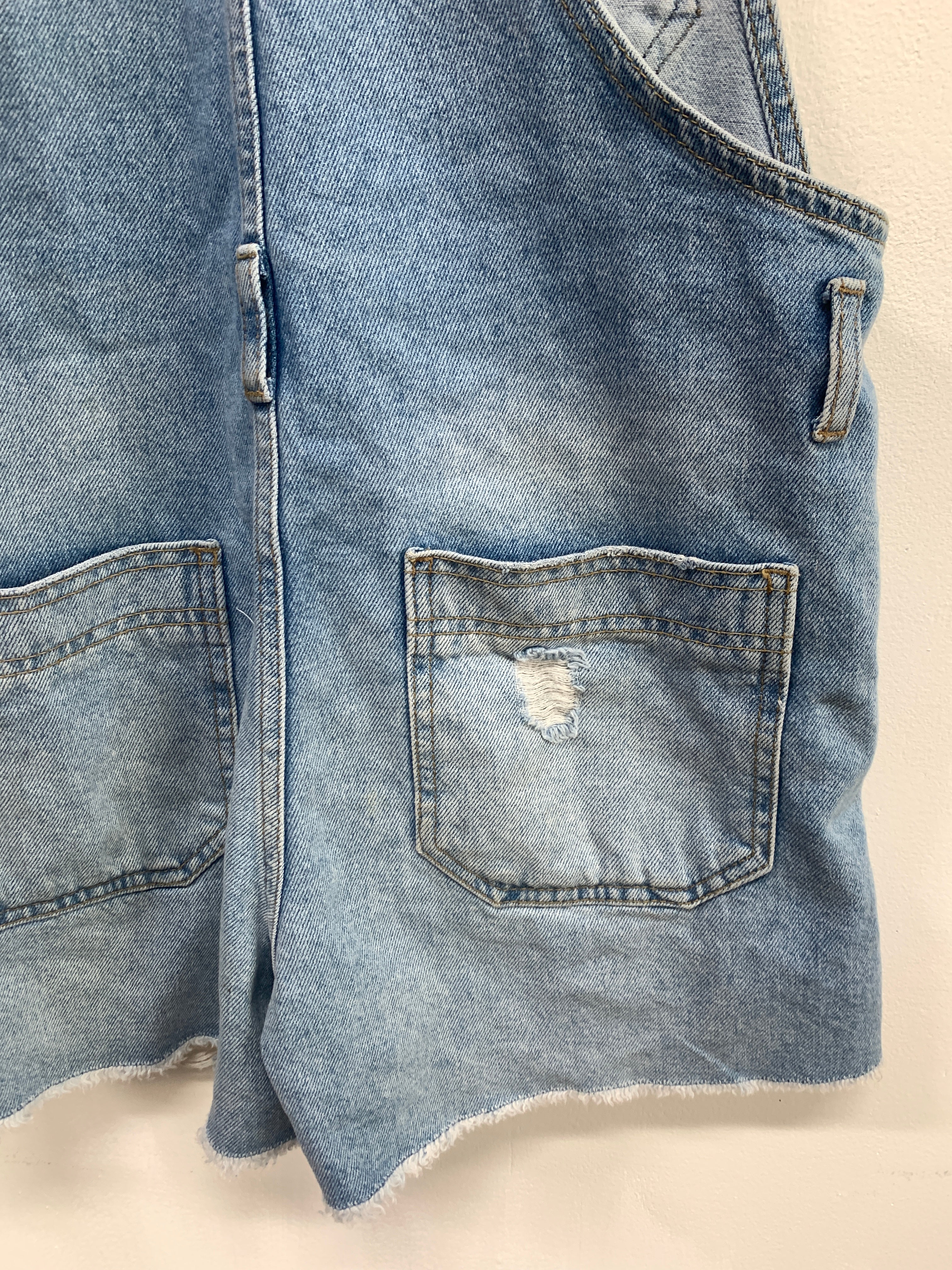 Topshop Pale Denim Short Dungarees