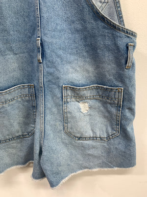 Topshop Pale Denim Short Dungarees