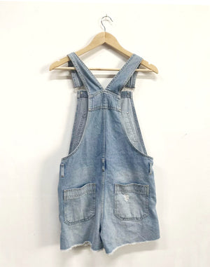 Topshop Pale Denim Short Dungarees