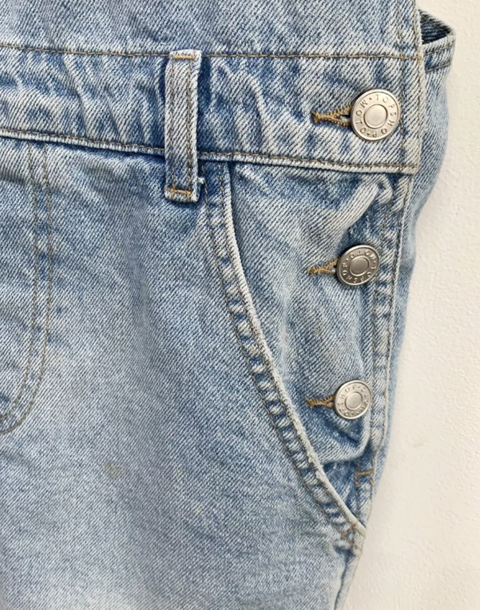 Topshop Pale Denim Short Dungarees