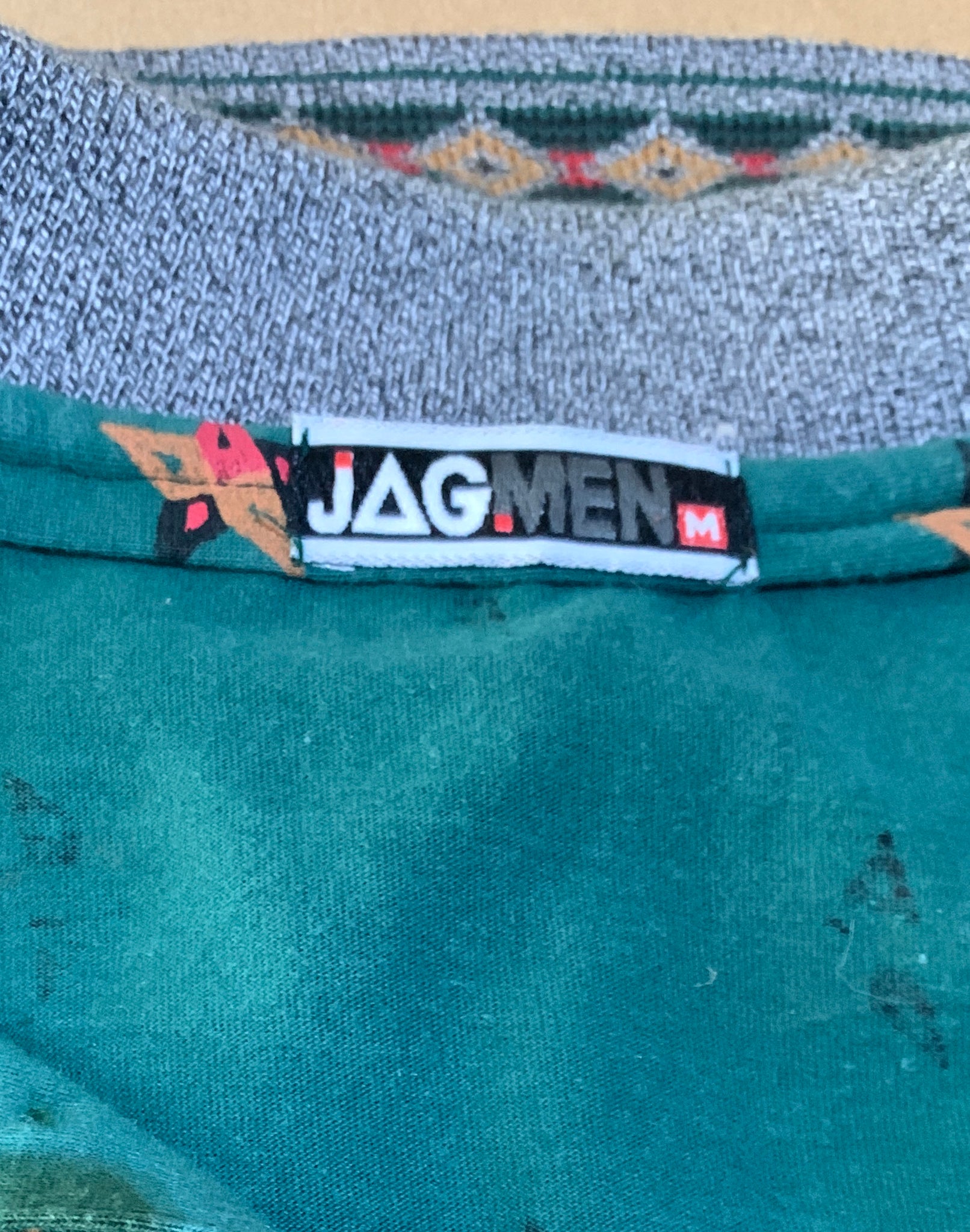 Jag Green Retro Print Polo Shirt - Size Medium Oversize