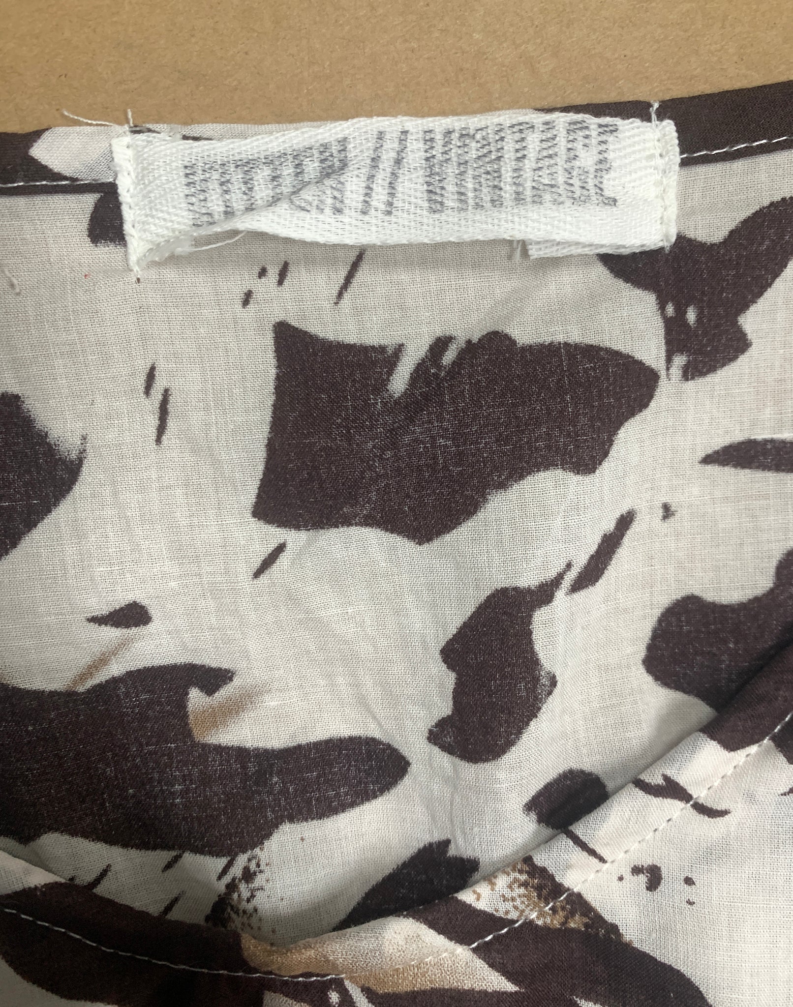 Brown and White Cotton Crop Blouse