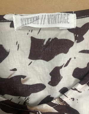 Brown and White Cotton Crop Blouse