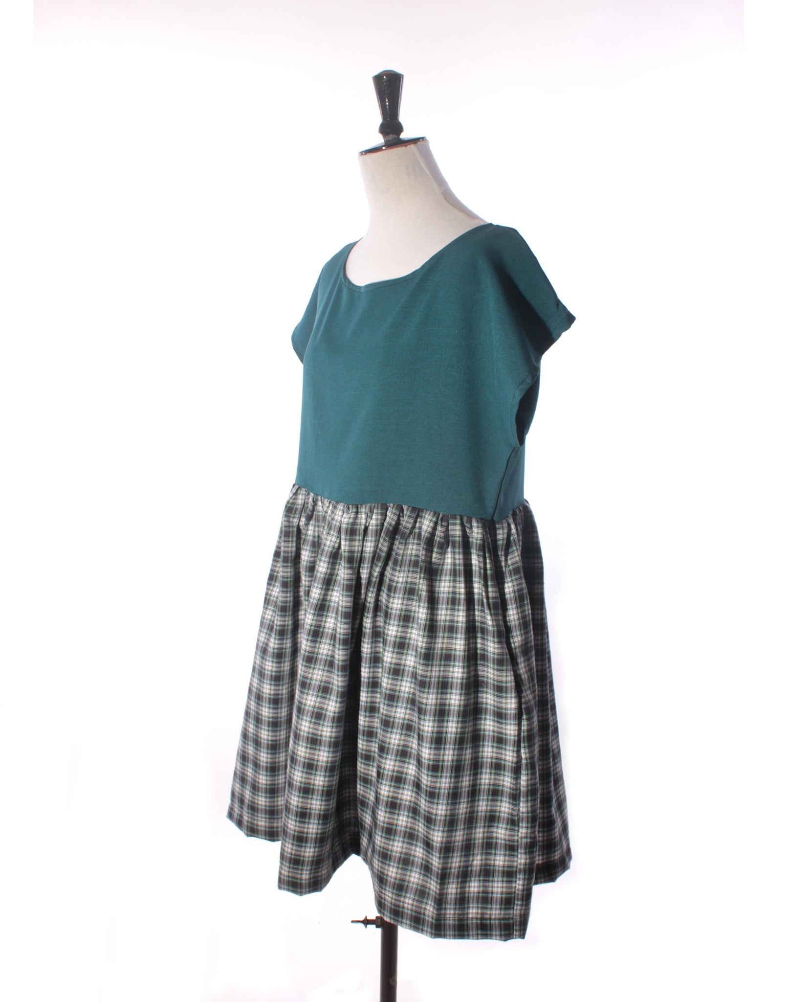 Dark Teal & Tartan Wool Collector Dress - Size M