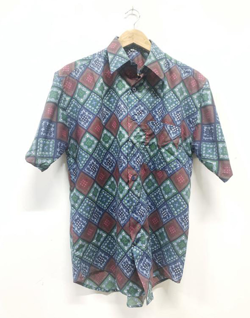 Vintage 90's Patchwork Oversize Mens Shirt