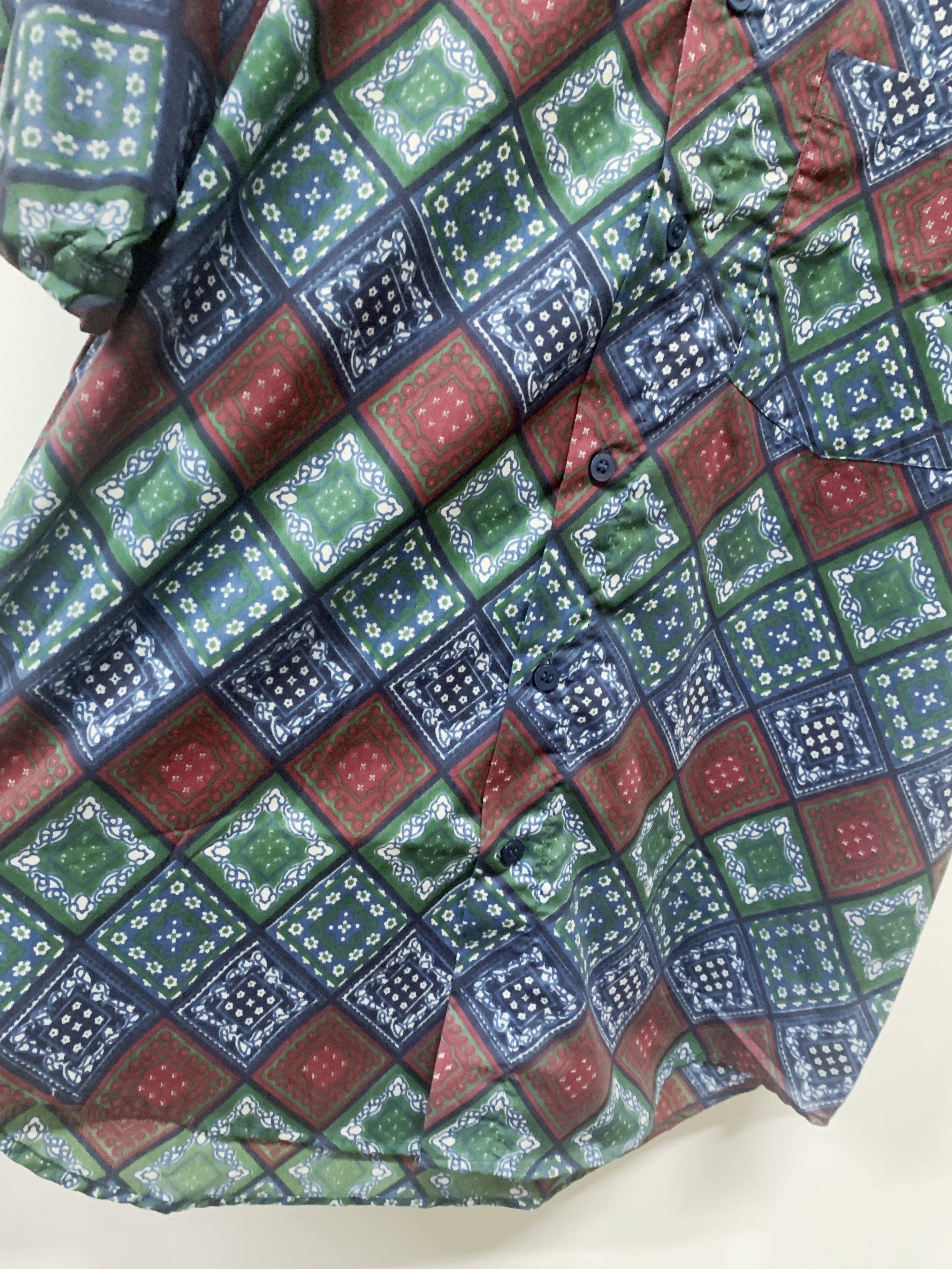 Vintage 90's Patchwork Oversize Mens Shirt