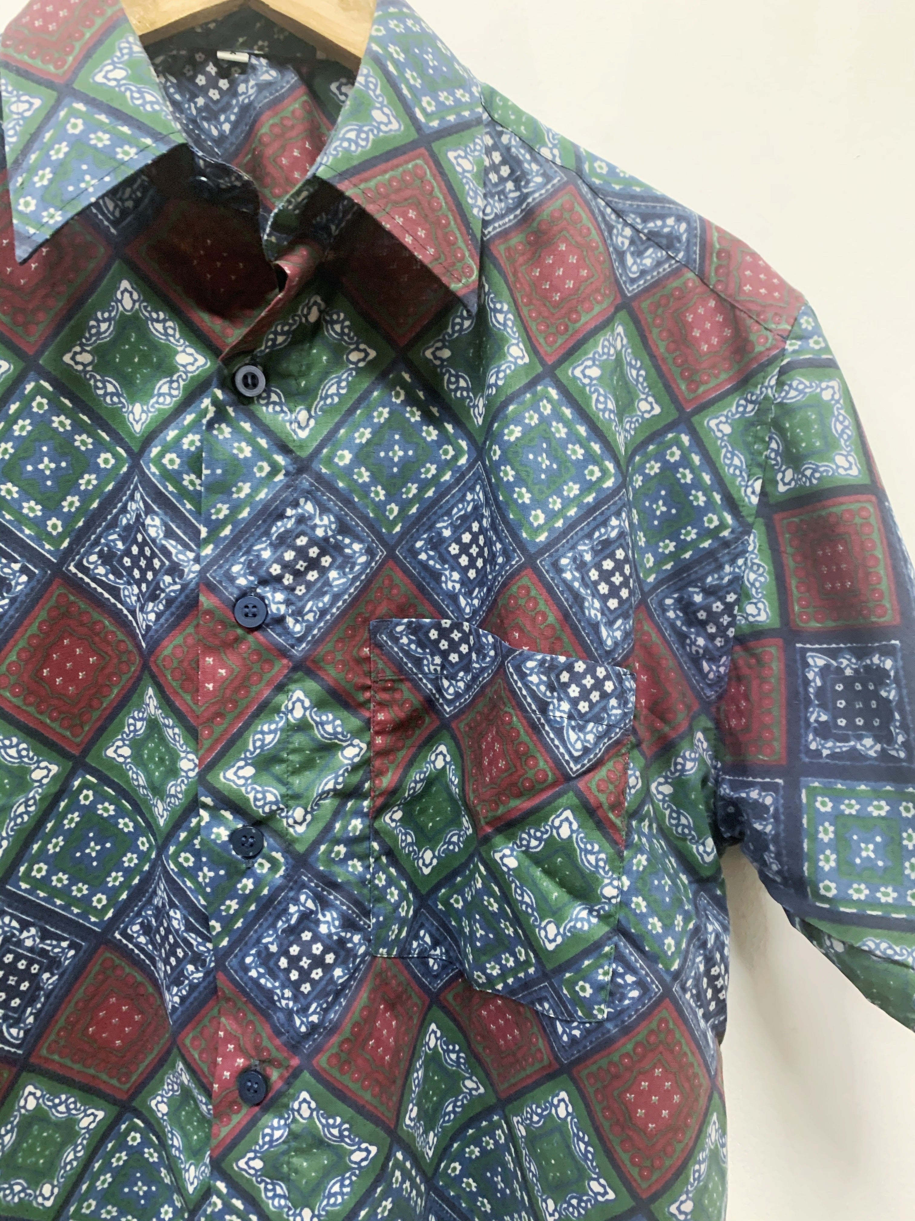 Vintage 90's Patchwork Oversize Mens Shirt