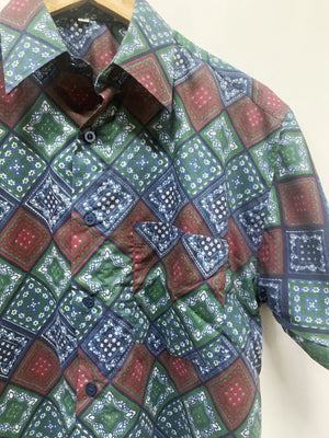 Vintage 90's Patchwork Oversize Mens Shirt