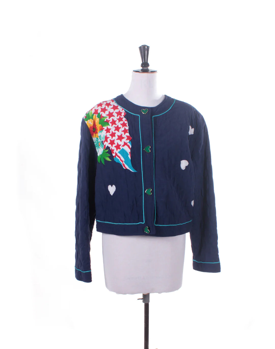 Vintage 80's Apriori Blue Patchwork Quilted Jacket